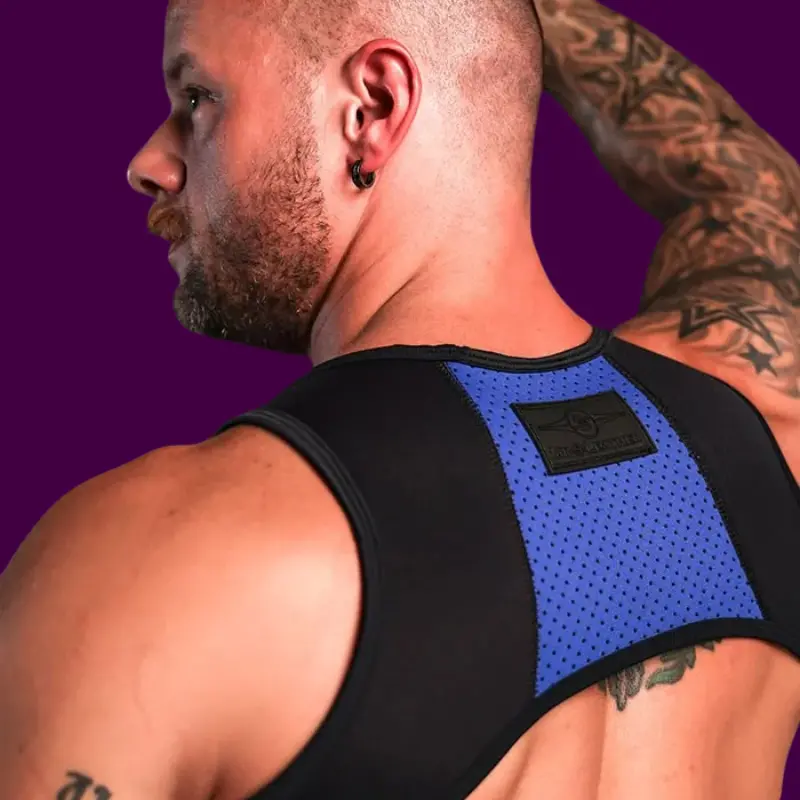 Neopren-Harness Archer Mr S Leather, Clips oder Cockring | Dark-Ink