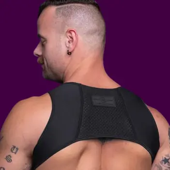 Neopren-Harness Archer Mr S Leather, Clips oder Cockring | Dark-Ink
