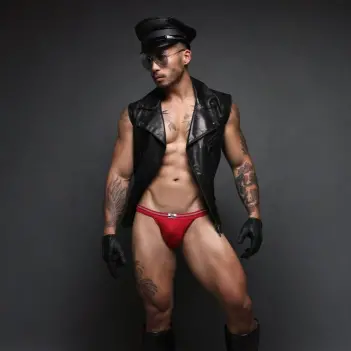 CB13 Tight End Swimmer Jockstrap Rot, 1" Bund mit Pinstripe | Dark-Ink