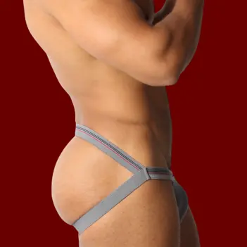 Jockstrap CB13 Tight End Swimmer Gris Metal, cintura 1" | Dark-Ink