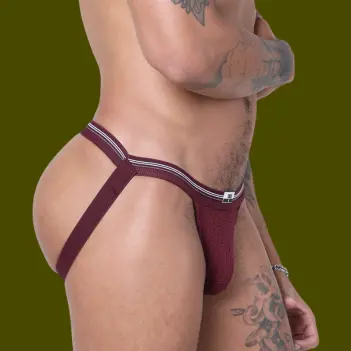 CB13 Tight End Swimmer Jockstrap Burgundy, 1" Bund | Dark-Ink