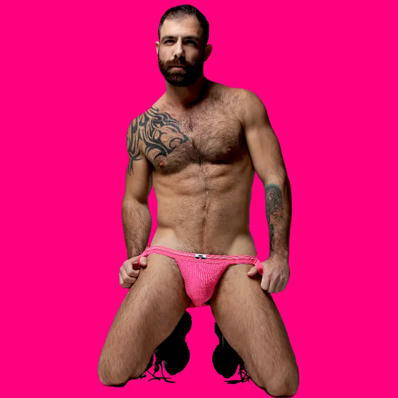 CB13 Tight End Swimmer Jockstrap Pink, 1" Bund | Dark-Ink