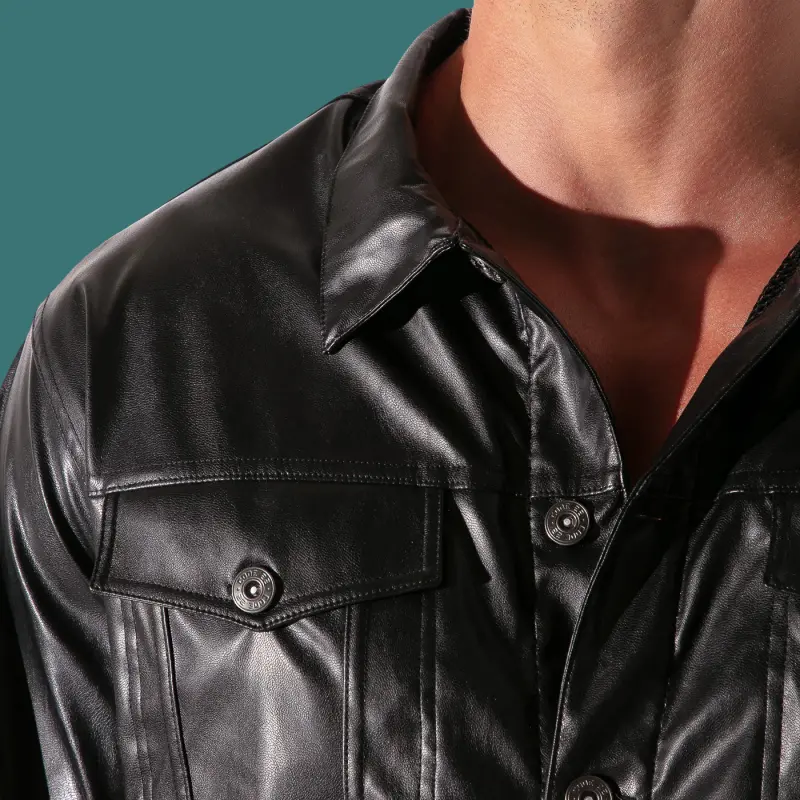 CODE 22 San Francisco Kunstlederjacke, Taillenlaschen | Dark-Ink