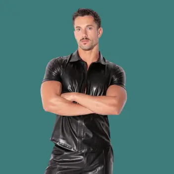 Chemise similicuir CODE 22 San Francisco, zip intégral | Dark-Ink