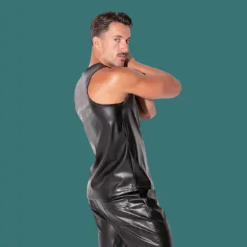 CODE 22 San Francisco Faux Leather Tank Top, slim fit | Dark-Ink