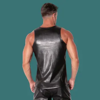 CODE 22 San Francisco Faux Leather Tank Top, slim fit | Dark-Ink