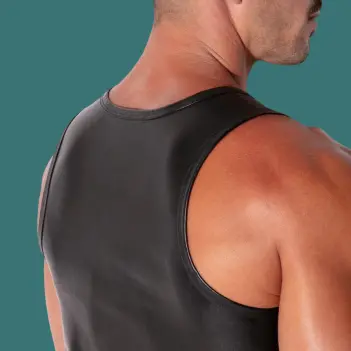 CODE 22 San Francisco Faux Leather Tank Top, slim fit | Dark-Ink