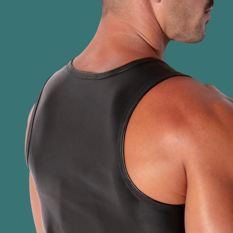 CODE 22 San Francisco Faux Leather Tank Top, slim fit | Dark-Ink