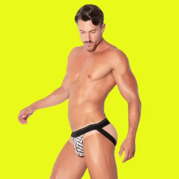 Jockstrap CODE 22 Savanna: print cebra semitransparente | Dark-Ink