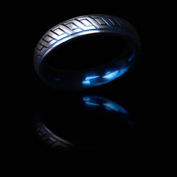 DARKLINE Blue Wave Cockring, Edelstahl, graviertes Bimuster | Dark-Ink