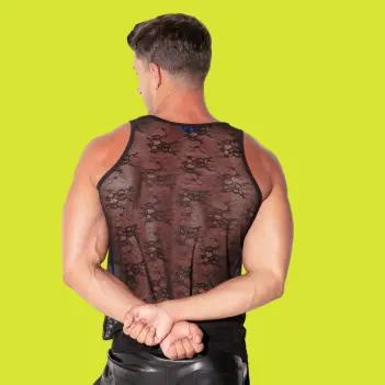 CODE 22 Sheer Lace Tank Top: Floral Lace, Two Colourways | Dark-Ink