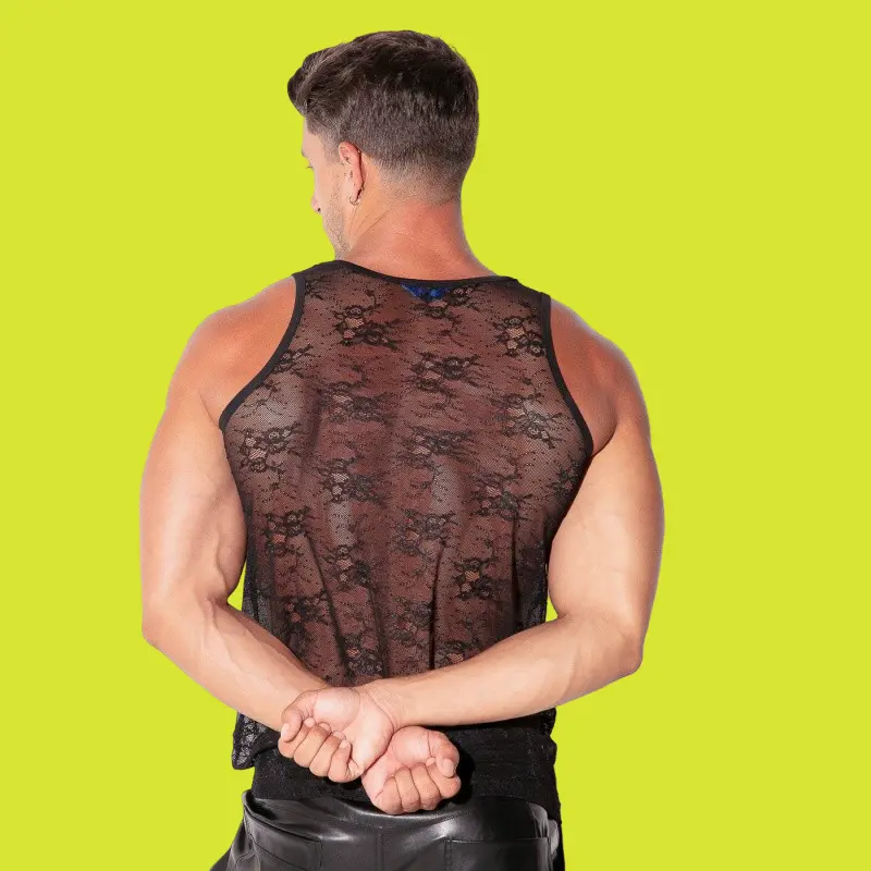 CODE 22 Sheer Lace Tank Top: Floral Lace, Two Colourways | Dark-Ink