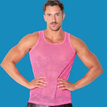 Transparentes Tanktop CODE 22: Blumenspitze, zwei Farben | Dark-Ink