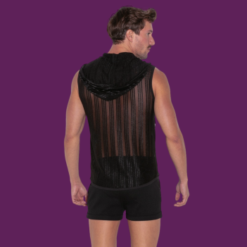 Sheer stripe sleevess hoody