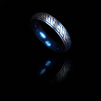 Cockring donut DARKLINE Blue Wave, acero grabado bicolor | Dark-Ink