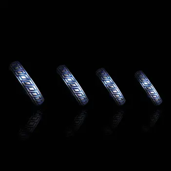 Cockring donut DARKLINE Blue Wave, acero grabado bicolor | Dark-Ink
