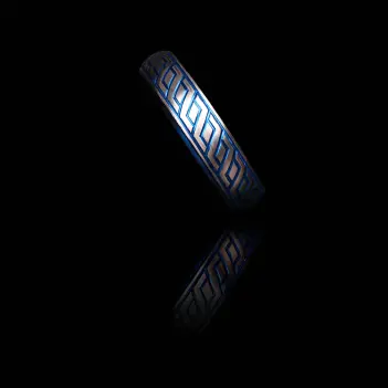 Cockring donut DARKLINE Blue Wave, acero grabado bicolor | Dark-Ink
