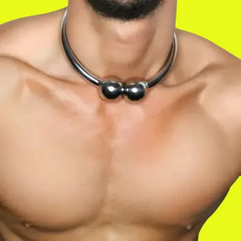 Collar BDSM DARKLINE Ze Barbell, cierre magnético, acero | Dark-Ink