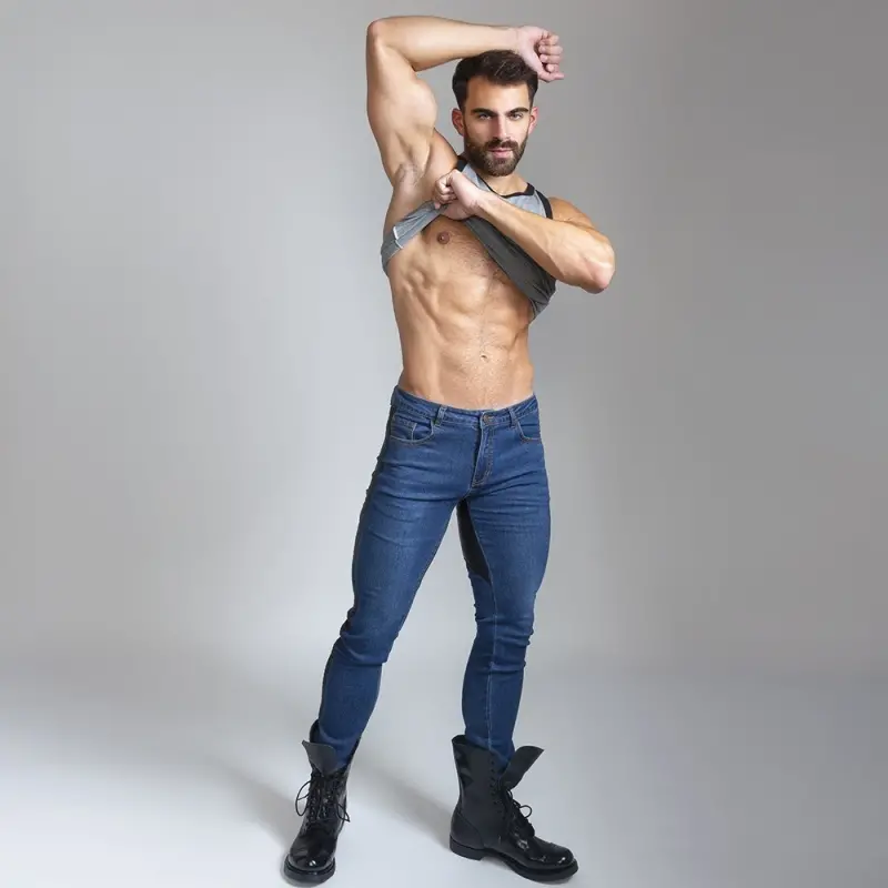 Pantalón fetish Saddleback CB13, cuero vegano | Dark-Ink