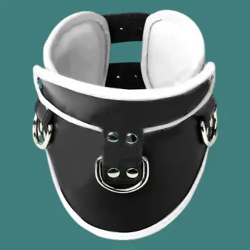 Collar de postura DARKLINE cuero, 12 cm, 3 anillos en D | Dark-Ink