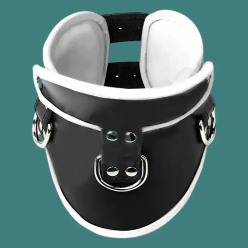Collar de postura DARKLINE cuero, 12 cm, 3 anillos en D | Dark-Ink