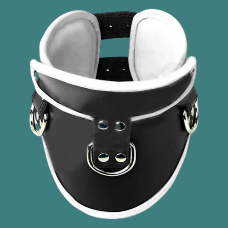 Robust black leather padded posture collar
