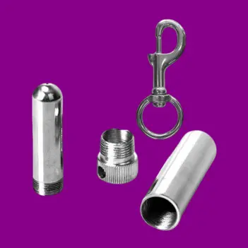 Inhalador poppers acero inox DARKLINE, mosquetón para arnés | Dark-Ink