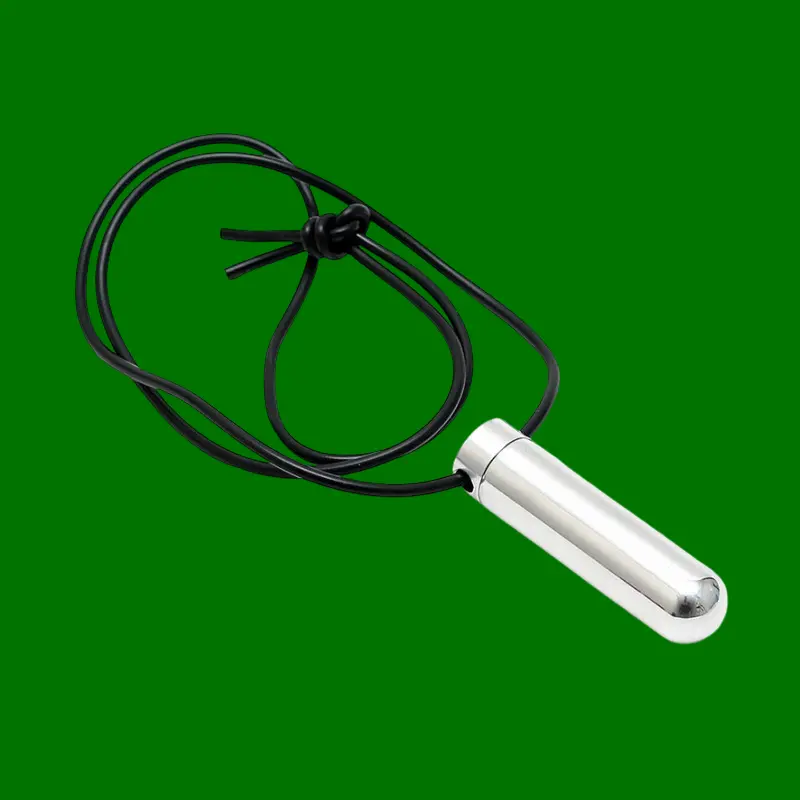 Inhalateur poppers DARKLINE, acier inox, cordon cuir 100 cm | Dark-Ink
