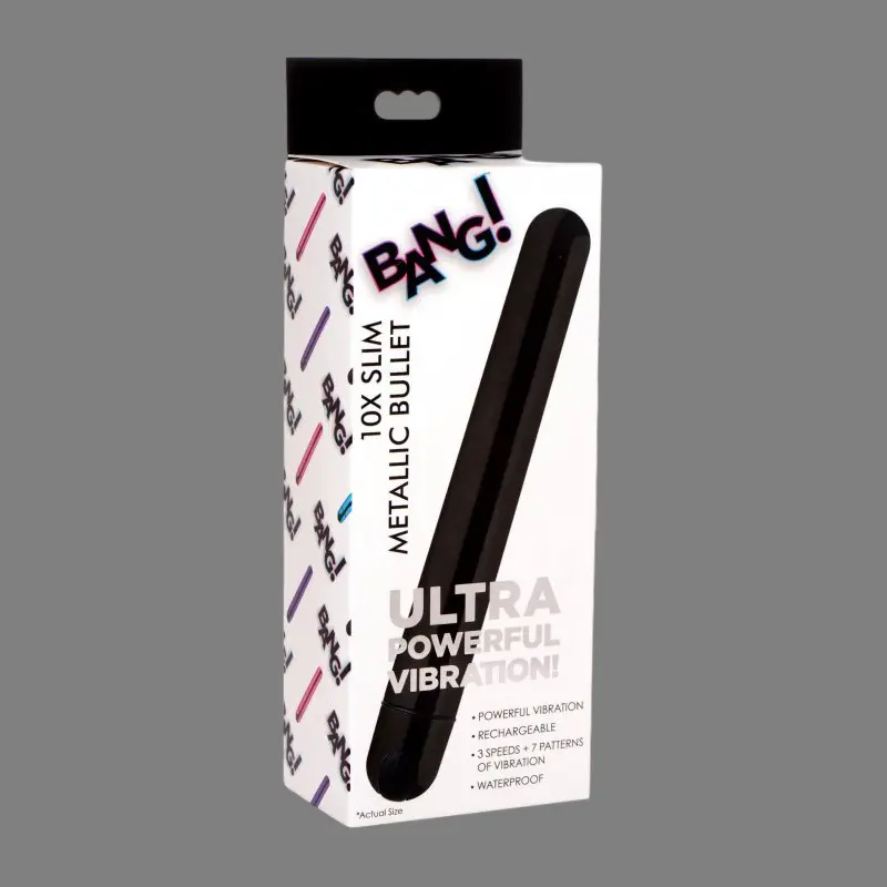 Vibromasseur bullet Bang! 10X Slim finition métallique | Dark-Ink