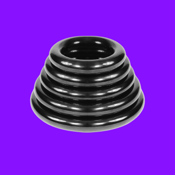 Anodized black round glans and cockring 8 mm