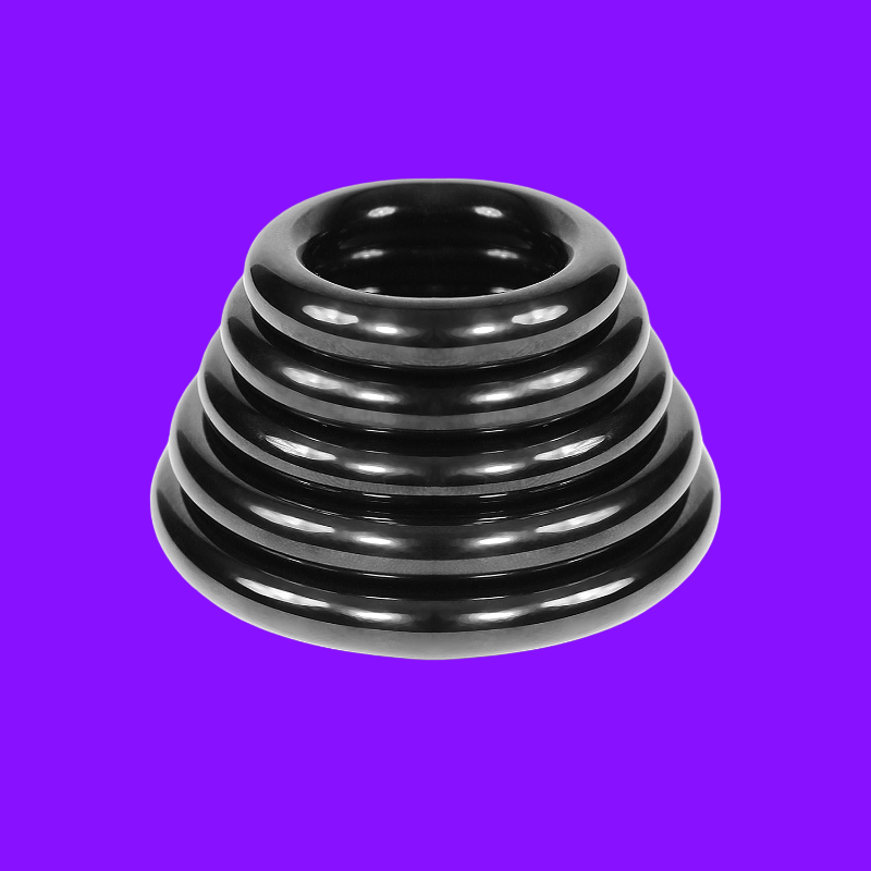 Anodized black round glans and cockring 8 mm