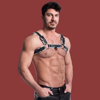 665 Leather Vegan Bulldog Harness, D-Ringe vorn und hinten | Dark-Ink
