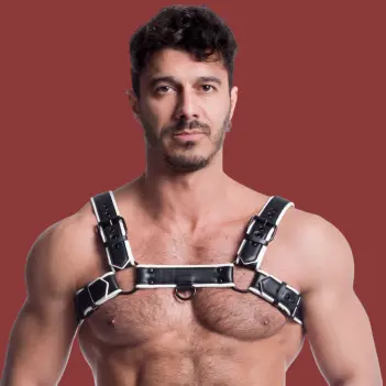 665 Leather Vegan Bulldog Harness, D-Ringe vorn und hinten | Dark-Ink