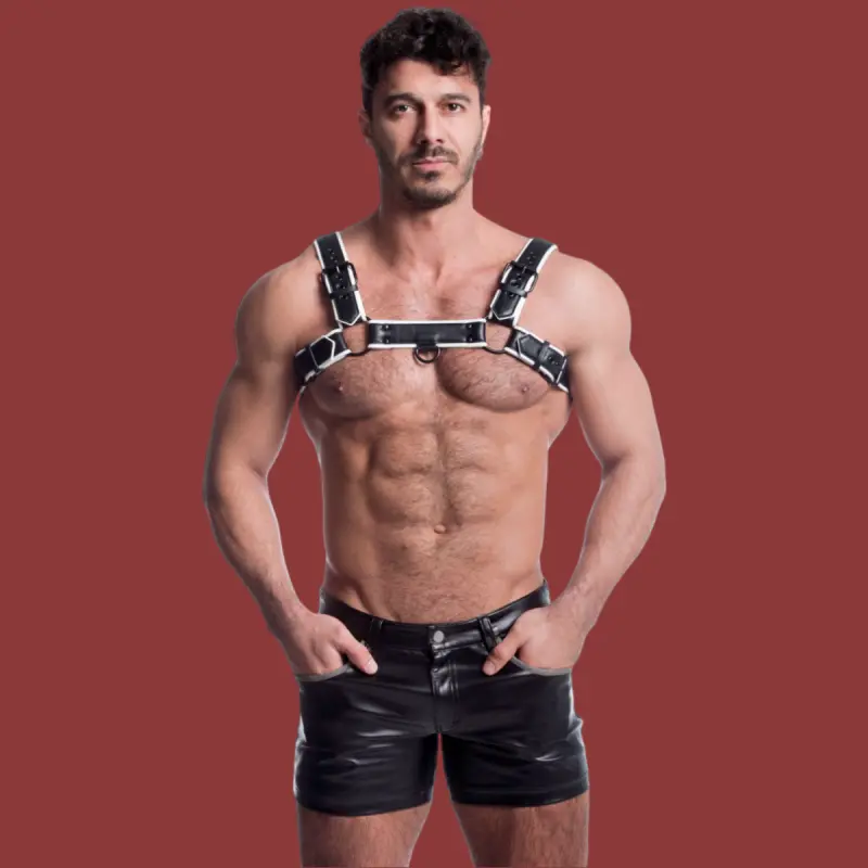 665 Leather Vegan Bulldog Harness, D-Ringe vorn und hinten | Dark-Ink