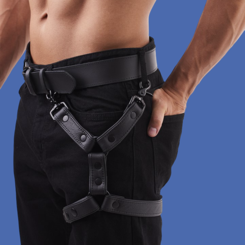 Thigh leather harness