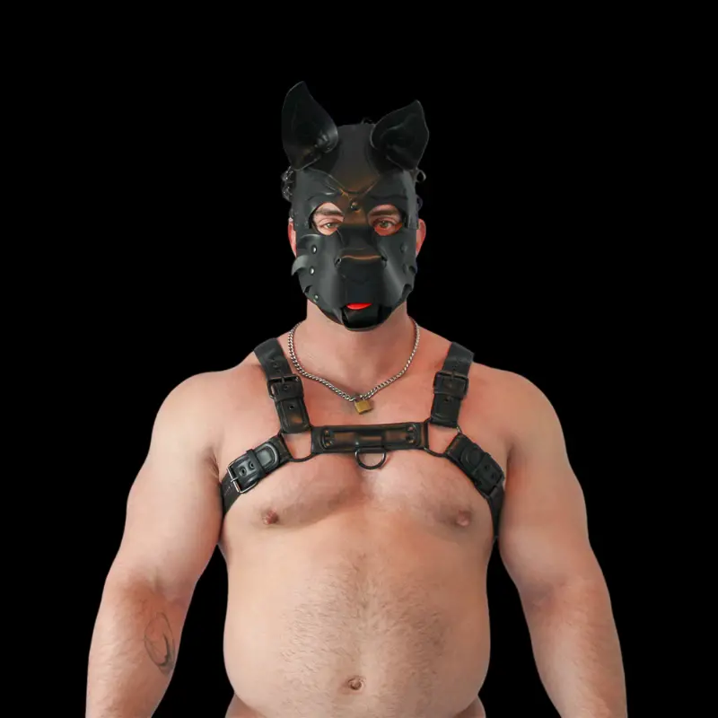 Arnés puppy BRUTUS Vegan Leather, cuero vegano, 4 hebillas | Dark-Ink