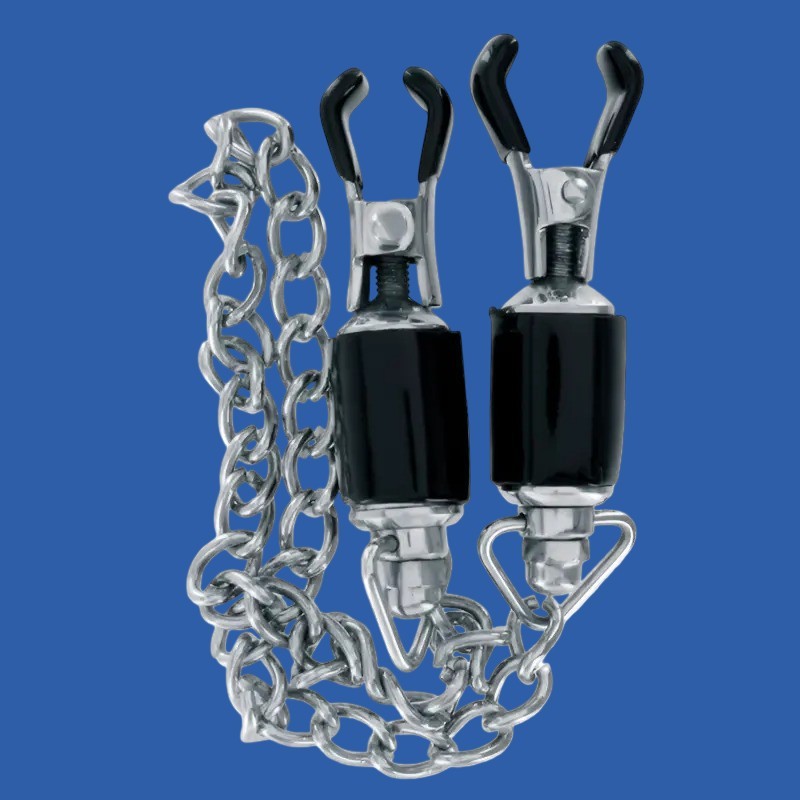 Barrel Tit clamps with chain Pair