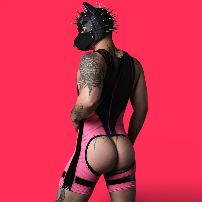 Kennel Club Dark Pup singlet chaps Pink