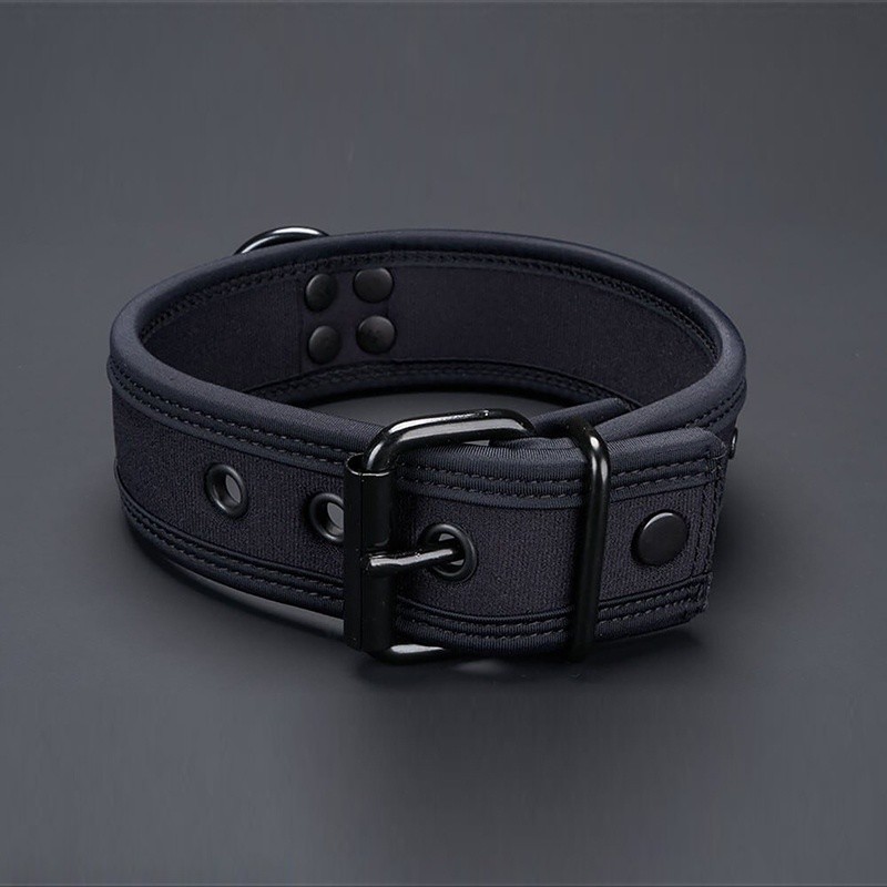 Mr S Leather Neo carbon puppy collar all black