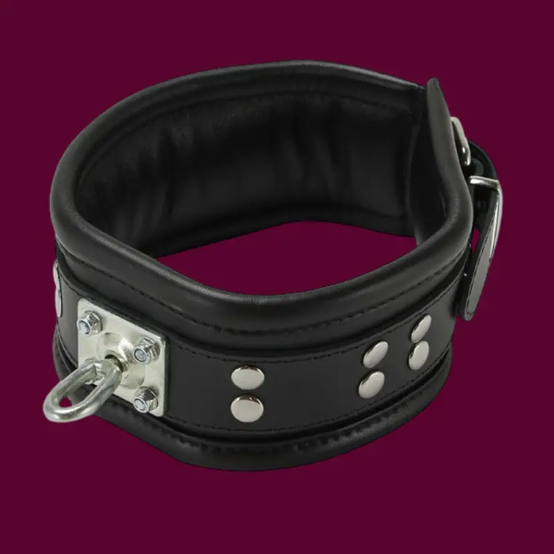 Collier bondage DARKLINE cuir, anneau rotatif 65 mm | Dark-Ink