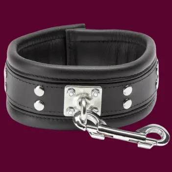 DARKLINE Bondage Halsband Leder, drehbarer Ring, 65 mm | Dark-Ink