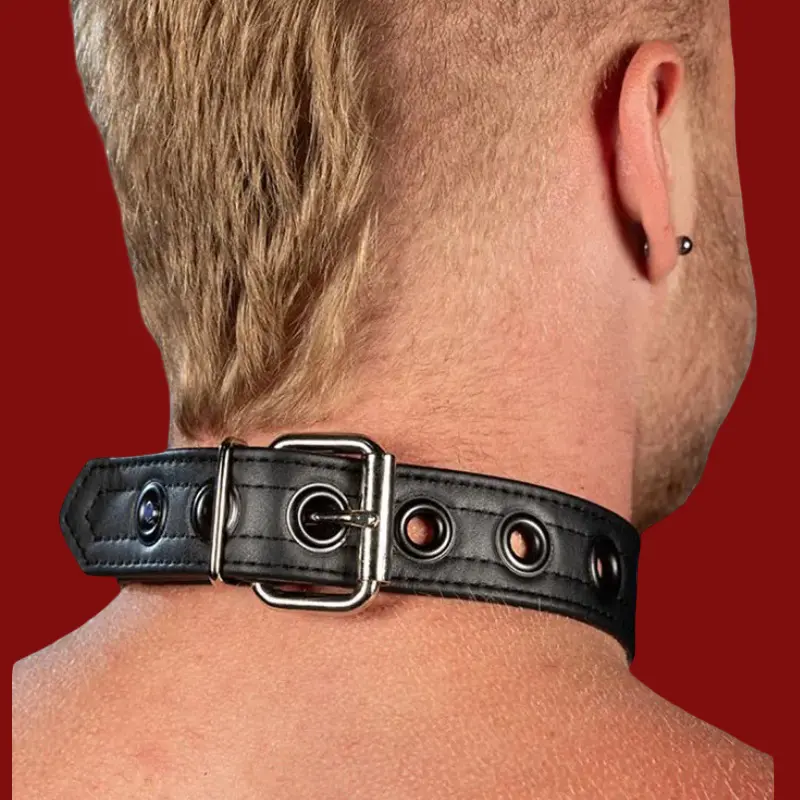 Collar puppy Mr-S-Leather cuero, poste de bloqueo integrado | Dark-Ink