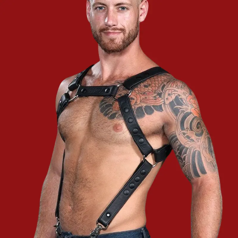 Arnés de cuero Crossbow Mr S Leather, body harness | Dark-Ink