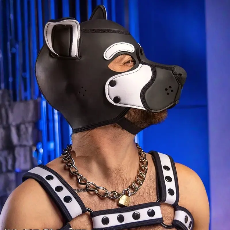Cagoule puppy Frisky White Mr S Leather, corps blanc | Dark-Ink