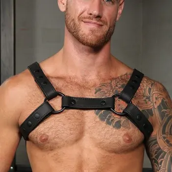 Harnais cuir Crossbow Mr S Leather, sangles basses clips | Dark-Ink