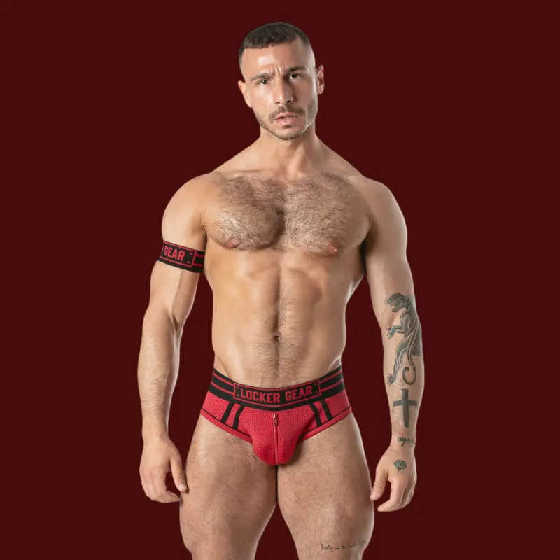 Jock brief Locker Gear Sweat It, cremallera frontal, mesh | Dark-Ink