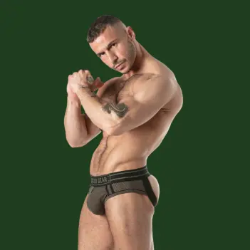 Jock brief Locker Gear Sweat It, cremallera frontal, mesh | Dark-Ink