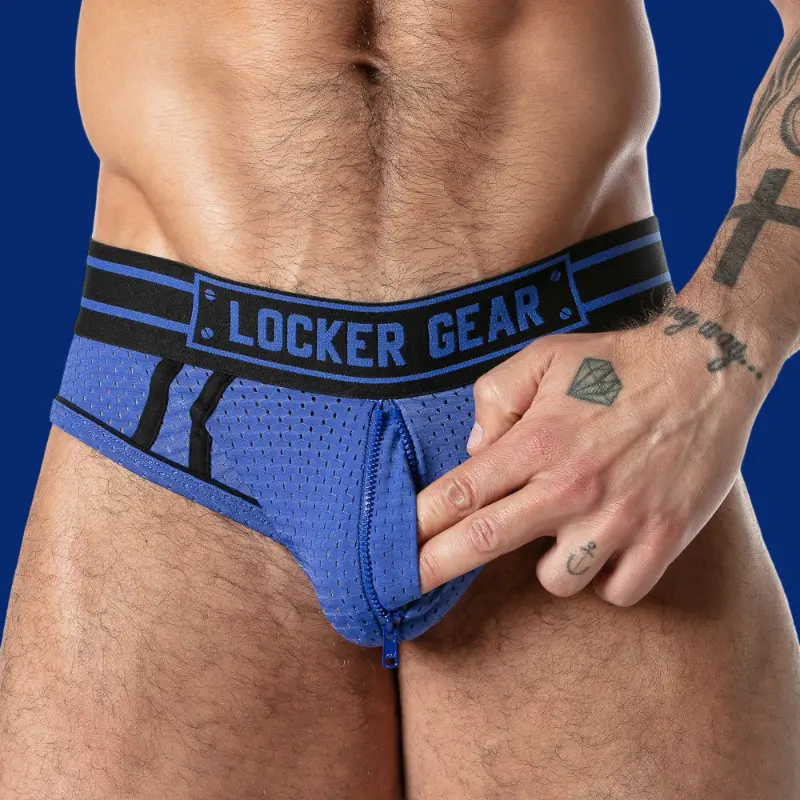 Locker Gear Sweat It Jock Brief, Front-Zip, Mesh-Stoff | Dark-Ink