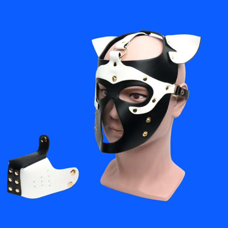 Capucha Pup Play 665 Leather, hocico desmontable | Dark-Ink