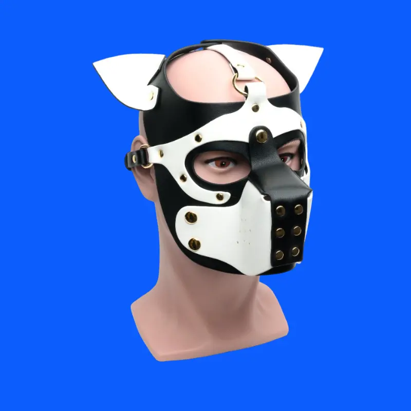 Capucha Pup Play 665 Leather, hocico desmontable | Dark-Ink